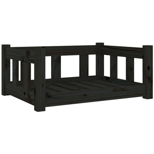 Dog Bed Black 65.5x50.5x28 cm Solid Wood Pine Vidaxl black