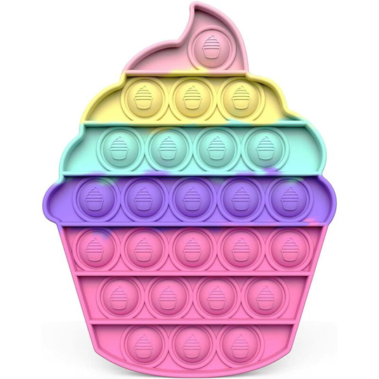Push Pop Bubble Fidget Toy, Sensory Fidget Toys for Kids Adults, One Side Louder Push Bubbles Pop, Fidget Popper Stress Reliever Toys-Cup Cake