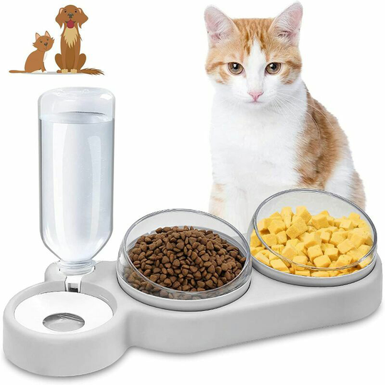 Muff - Cat Bowls, Cat Bowls, Tilt 15 ° Double Elevated Cat Bowl, Non-Slip Protective Neck Pet Food Bowls, Double Cat Dog Bowl (xxl)