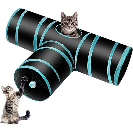 Betterlifegb - BetterLife Cat Tunnel Cat Game, Pet Tunnel Bunny Tunnel Toy Tube Foldable 3 Way, Suitable for Cats, Rabbits, Dogs, Pets, Fishing Cane