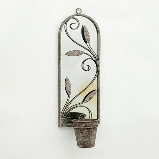 Belle Metal Framed Wall Mounted Accent Mirror in Grey