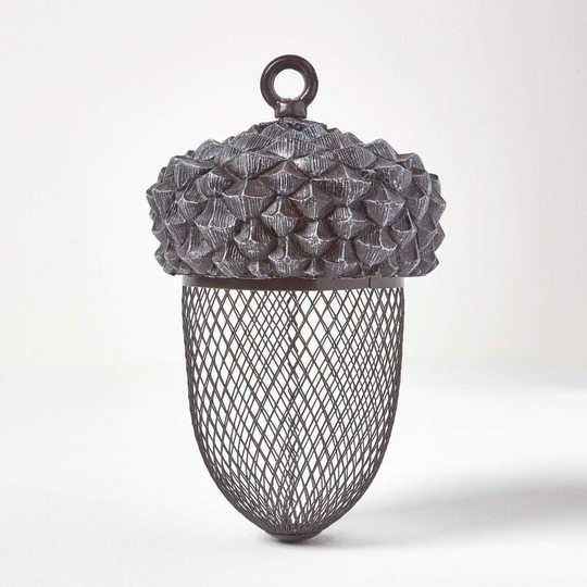 Homescapes - Large Novelty Acorn Bird Seed Feeder - Black - Black - Black