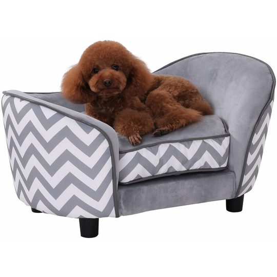 Dog Sofa Pet Couch for xs Dogs w/ Removable Sponge Padded Cushion - Grey - Grey - Pawhut