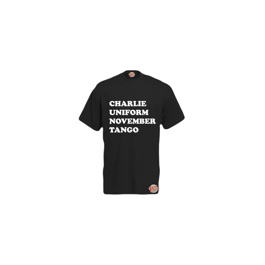 (Black, XX-Large) C*nt - Charlie Uniform November Tango! Mens Unisex Funny T-Shirt. Retro Tee