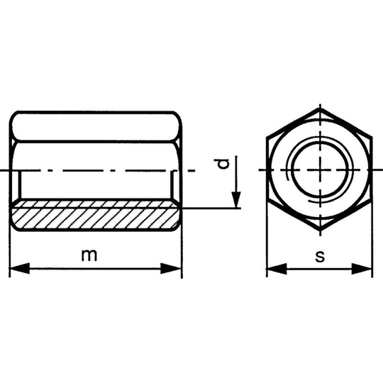 Qualfast - M12X40 Hex Connection Nut High bzp- you get 5