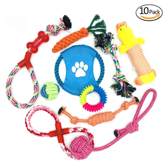 Dog Toy Set, Durable Chew Rope Toy Solitude Small and Medium-sized Healthy Dogs (10pcs)