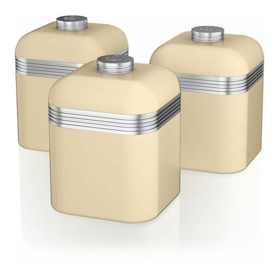 Retro Set of 3 Canisters Cream - cream - Swan