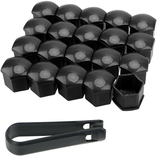 20pcs 17mm Car Hub Screw Cover Trim Exterior Car Tire Nuts Bolts For Wheels Black