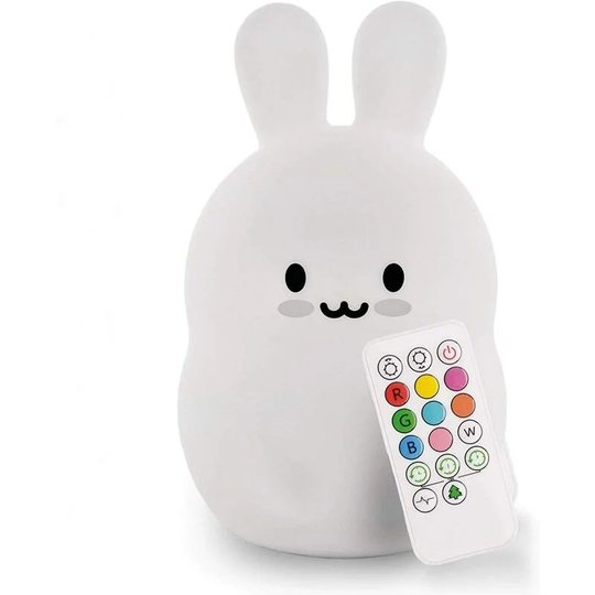 Einemgeld - Kids Night Light, Rabbit led Silicone Bedside Lamp / Nursery Lamp / Rechargeable Night Light - Adjustable Brightness and Color / Time
