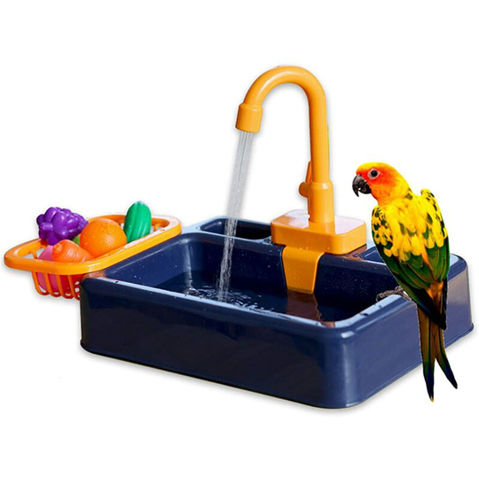 Parrot Bathtub Automatic Parrot Bathtub with Faucet Bird Shower Bath Pet Feeder Small Medium Parrot Budgerigar Cockatoo Conure Budgerigar