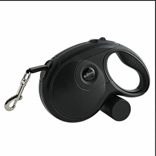Retractable Dog Leash Retractable Trash Bag Dispenser Training Walk Black (5M)