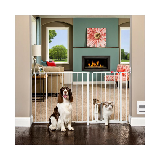 Extra Wide Pet Gate Cat Flap Metal Door Stairs Stable Lightweight Portable
