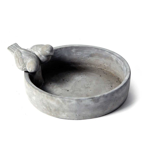 Round Cement Concrete Garden Wild Bird Bath Birdbath with 2 Birds