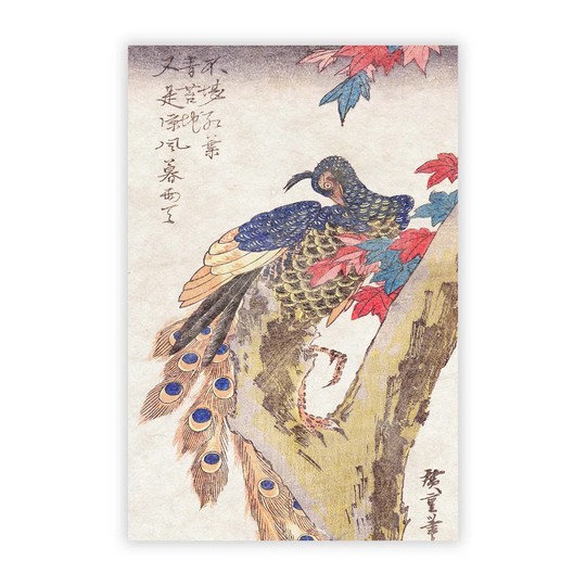'Perched Peacock' by Utagawa Hiroshige - Unframed Painting Print on Paper