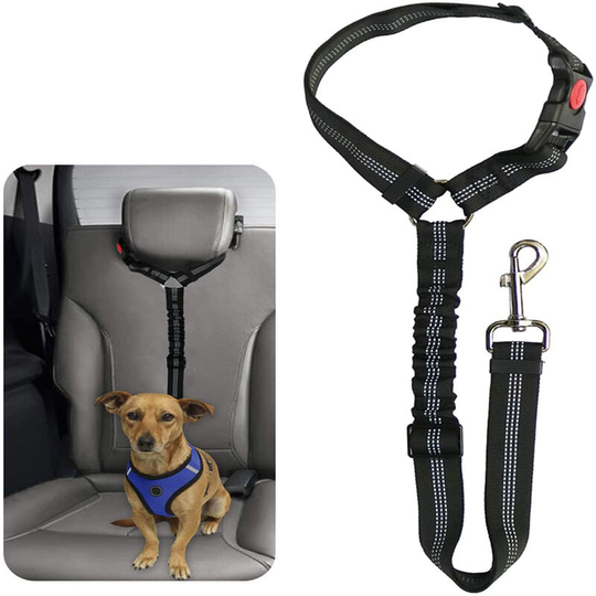 Sun Flowergb - Nylon Dog Belt, Universal Adjustable Dog & Cat Car Harness with Shock Absorption, Dog Leash Durable Pet Safety Belt for Travel (Black)