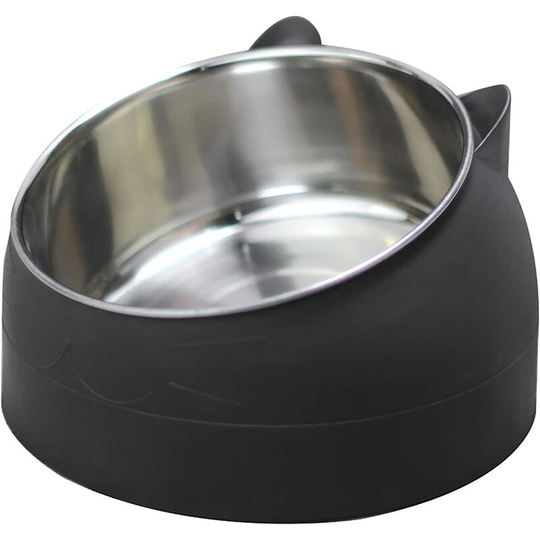 Bearsu - Stainless Steel Dog Cat Bowl, Aiboria Round Ergonomic Slanted Non-Slip Pet Bowl for Dog Puppy Cat and Kitten, Tilted Angle Food Water Bowl