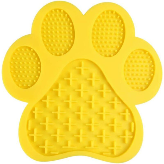 Soekavia - Dog Licking Mat Dog Licking Mat Dog Licking Pad with Suction Cup Bottom, Anti-choke Pet Bowl, Anti-Rotation Silicone Cat Bowl Yellow