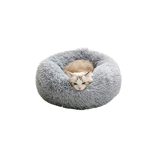 Passenger Plush Led Baskets Bed Cart Round Plush Cat Dogs Bed Baskets (50cm, Light Gray)