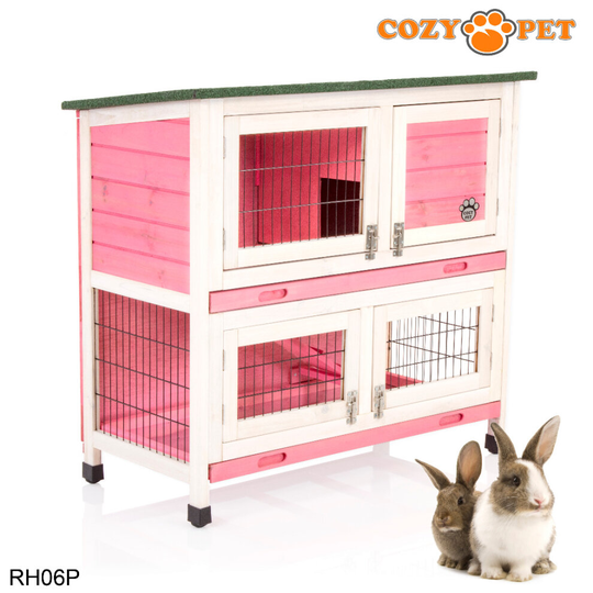 Rabbit Hutch 3ft by Cozy Pet Pink Guinea Pig Hutches Run Ferret RH06P
