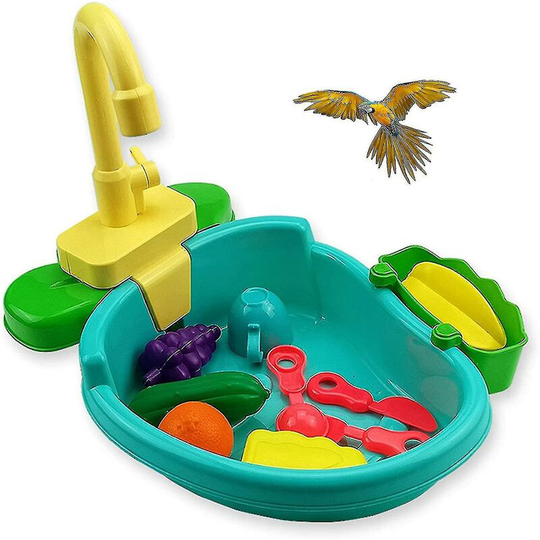 FVO - Parrot Bird Bath, Bird Bath With Fountain Pump Automatic Parrot Bath With Faucet Bird Shower Bath Bird Feeder Bowl
