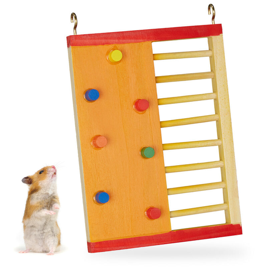 Relaxdays - Hamster Accessories, Climbing Wall, Non-toxic Wood, HxW: 19x14 cm, Hanging, Pet Cage Equipment, Multicoloured