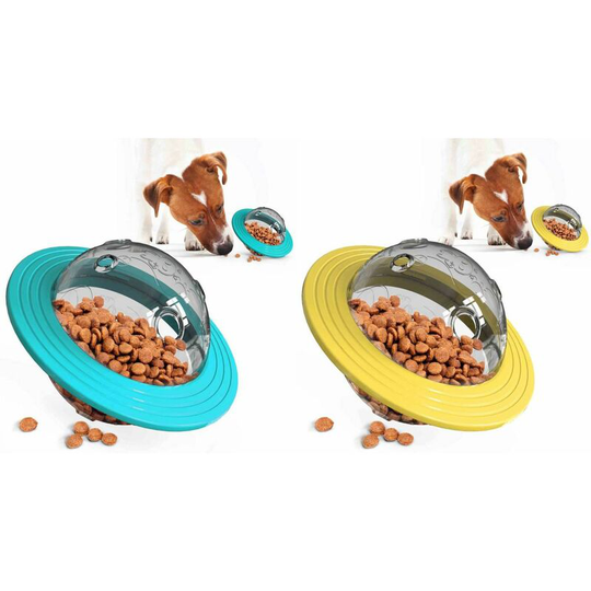 2 pieces dog and cat food ball snack ball interactive training iq toy-blue, yellow