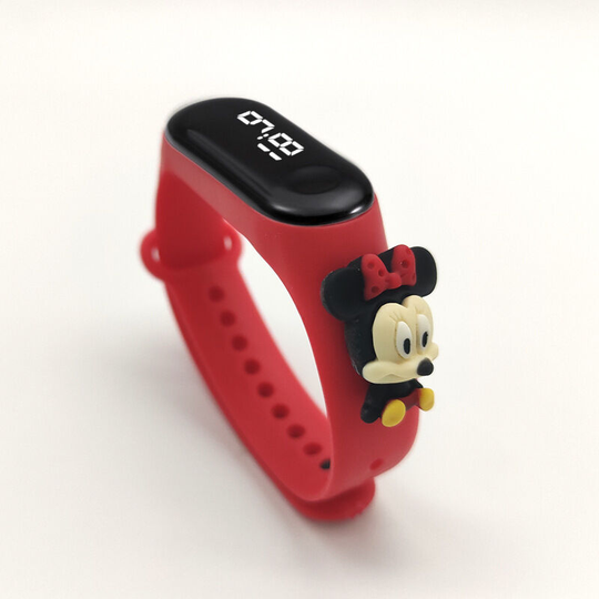 Cartoon Watch Kids Boy Girl Led Digital Touch Screen Luminous Sport Watches Waterproof Red Minnie Mouse - Muff