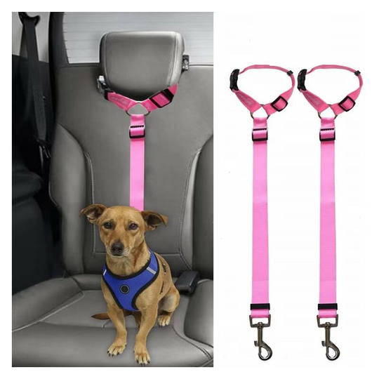 Car Dog Seat Belts, 2 Pack Car Headrest Restraint Adjustable Safety Leads Vehicle Seatbelt Harness for Pets Cats Dogs, pink