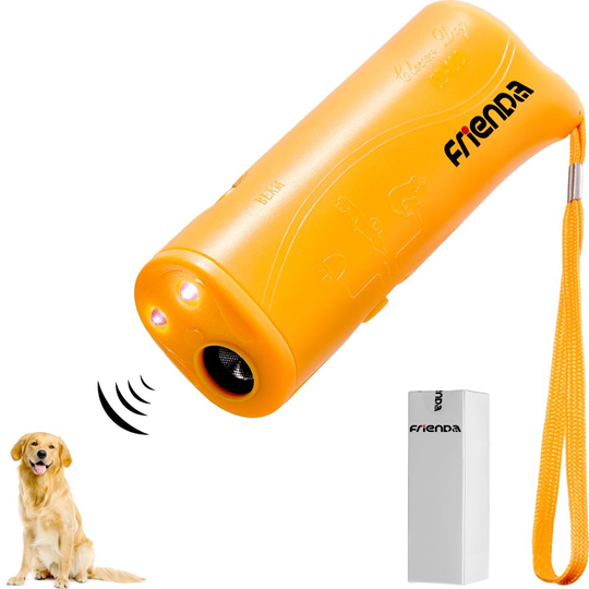 LED Ultrasonic Dog Repeller and Trainer Device 3 in 1 Anti Barking Stop Bark Handheld Dog Training Device (Yellow)