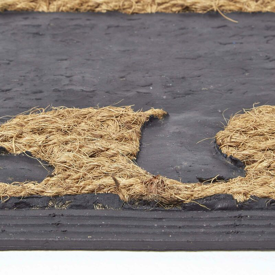 Homescapes - Black Cat Silhouette Non-Slip Coir Doormat - Black