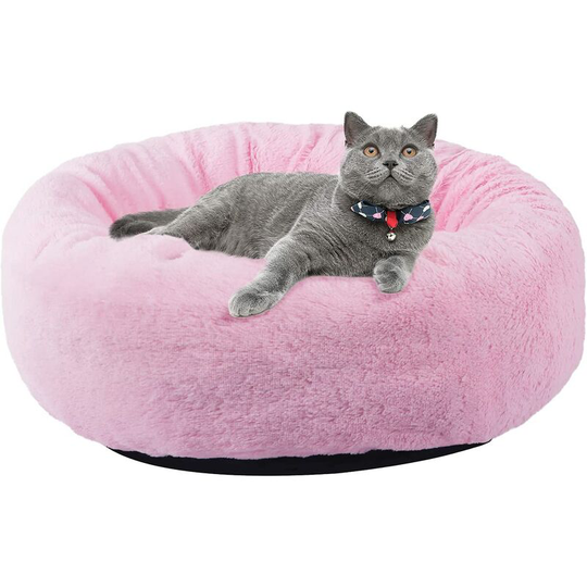 Anti Stress Cat Basket Bed for Kitten Soft Fluffy Cushion Basket Bed for Cat and Small Dog XH029 (l, Pink)