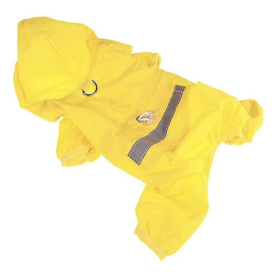 Dog Raincoat Puppy Hooded Rain Coat Reflective Waterproof Dog Clothes Soft Breathable Pet Cat Small Dog Rainwear - Size m (Yellow)