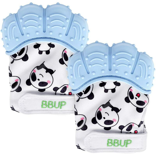 Baby Teething Mitten, 2 pack Baby Teething Glove Baby Teething Mitten Moufles bébé-apaisante Pain Relief-Self Soothing Teether Teething Pain Relief