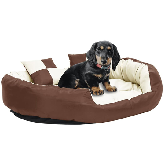Reversible & Washable Dog Cushion Brown and Cream 110x80x23 cm