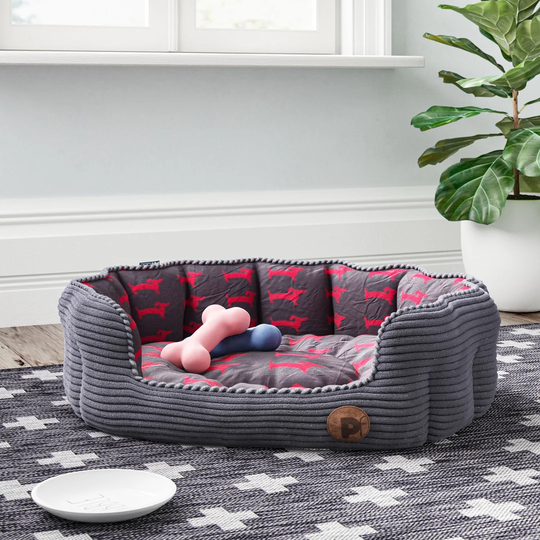 Geraldine Bolster Cushion in Grey/Pink