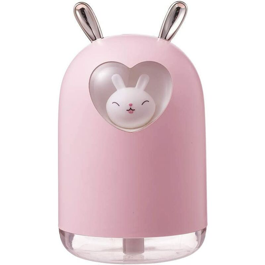 Langray - Lovely Rabbit Air Humidifier 300ML Cute Pet Ultrasonic Cool Mist Aroma Oil Diffuser Romantic Color led Lamp usb Humidificador (Color : Pink)