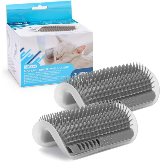 2 Pcs Cat Wall Brush, Cat Grooming Wall Mounted Angle Massage Comb with Catnip Catnip, for Long and Short Fur Cats Dogs - Readcly