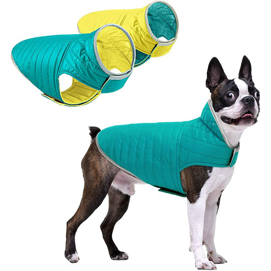 Cold Weather Dog Vest, Adjustable Lightweight Reflective Double-Sided Waterproof Winter Pet Jacket With Leash Holes