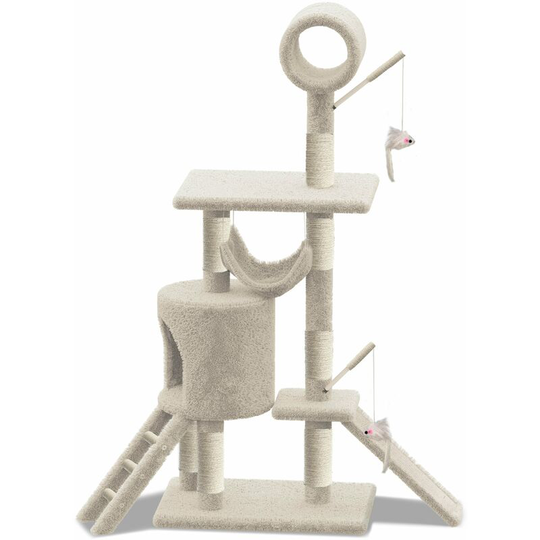 Cat Tree Tower, Cat Condo with Sisal Scratching Post, Beige xxl - Vounot