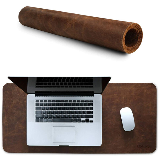 Genuine Leather Mouse Pad - Extra Large Size, Desk Pad, Desk Protector with Silky Smooth Surface (Brown)