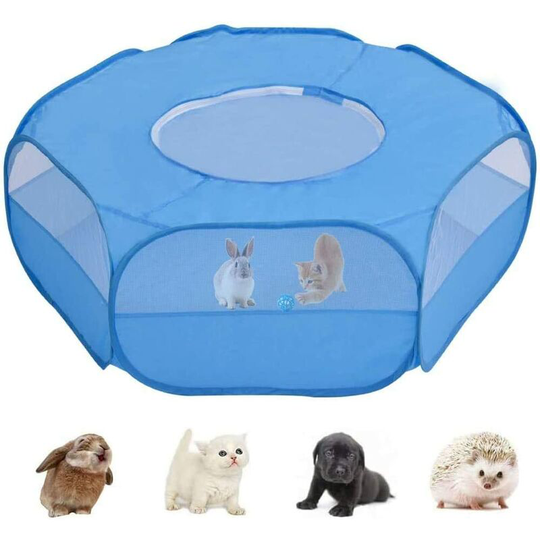 Briday - Small Animal Playpen, Pet Cage with Top Cover Anti Escape, Waterproof Small Animal Cage Transparent Yard Fence for Dog Cat Bunny Puppy