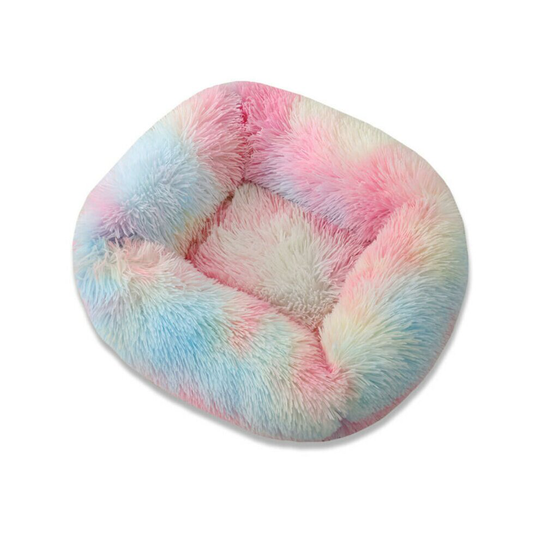 (Multicolour, L) Pet Calming Bed Warm Fluffy Bed Comfy Shag Mattress Dog Cat Mat Fur Donut Pad