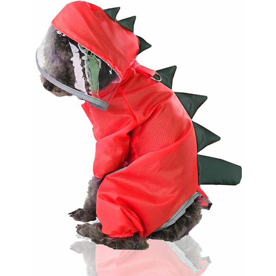 Dog Raincoat Hooded Raincoat Dog Poncho Lightweight Dog Raincoat Waterproof and Water Resistant Coat for Medium Dogs (Red, l)