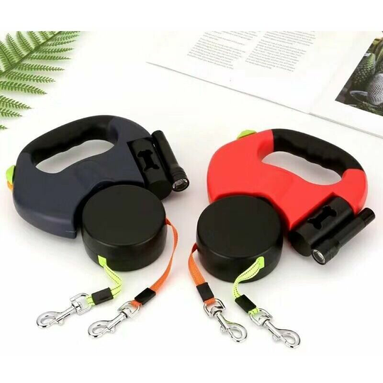Naxunnn - Double leave for retractable dog with two long 3 meters cords, leaving for 360 ° double dog without tangle to walk two dogs up to 50 lb