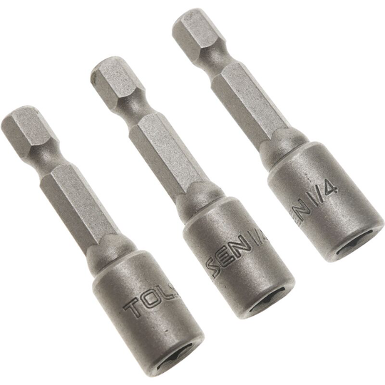 Tolsen - Power nut socket driver 3 pieces 1/4' mm x 48 mm bit 1/4 hex shank tool drill bit adapter by