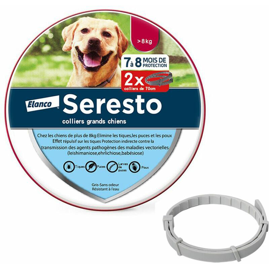 Dog - Anti-Flea and Anti-Tick Collars for Large Dogs - Over 8 kg - 2 Collars(Offer a gray dog 63cm)