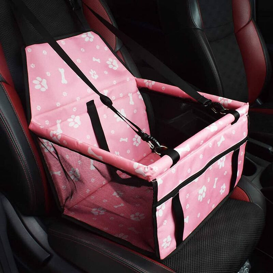 Litzee - Pet Car Seat for Cat and Cat Car Seat Carry Bag for Dogs and Cats with Safety Leash and Zippered Storage Pocket,Pink