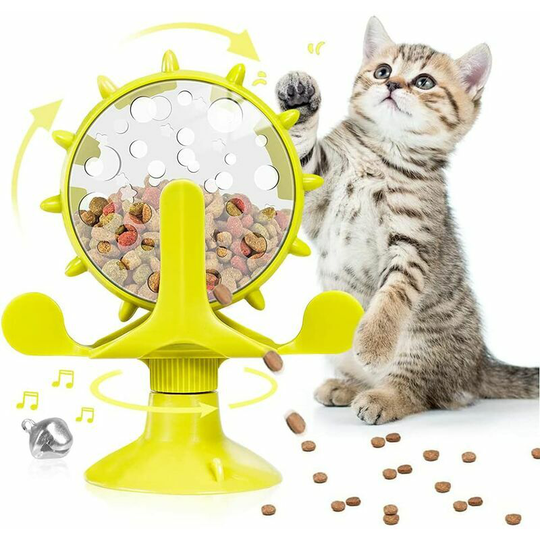 Windmill Cat, Cat Toy Windmill, Swirl Toy, Interactive Chat Toy, Toy Distributor Croquette Chat Used For Interactive Cat Toys In Interior, Yellow