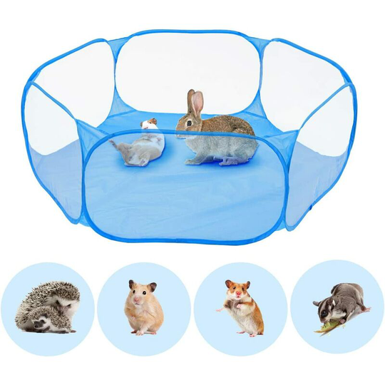 Litzee - Foldable Portable Small Animals Pet Play Pen with Storage Bag,Pet Cage Tent, Breathable Pet Exercise Fence Yard Outdoor Indoor for Guinea