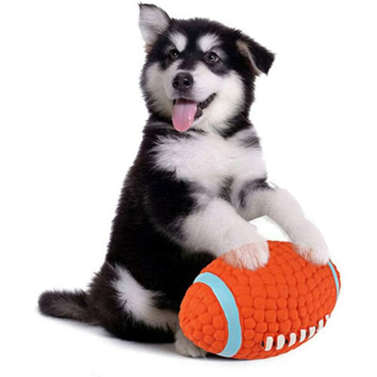 Dog Ball Toy Rugby Ball, Latex Ball Dog Chew Toy Squeak Toys Sound Ball Dog Interactive Game Toy Ball Lance Interactive Dog Ball